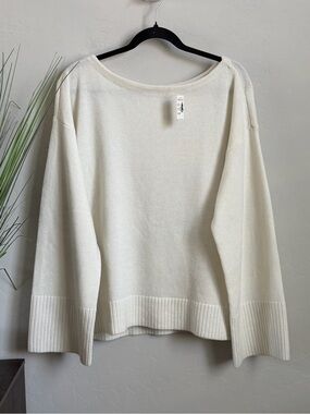 Madewell 100% Merino Wool Femme Sleeve Mockneck Sweater NWT XL Ivory